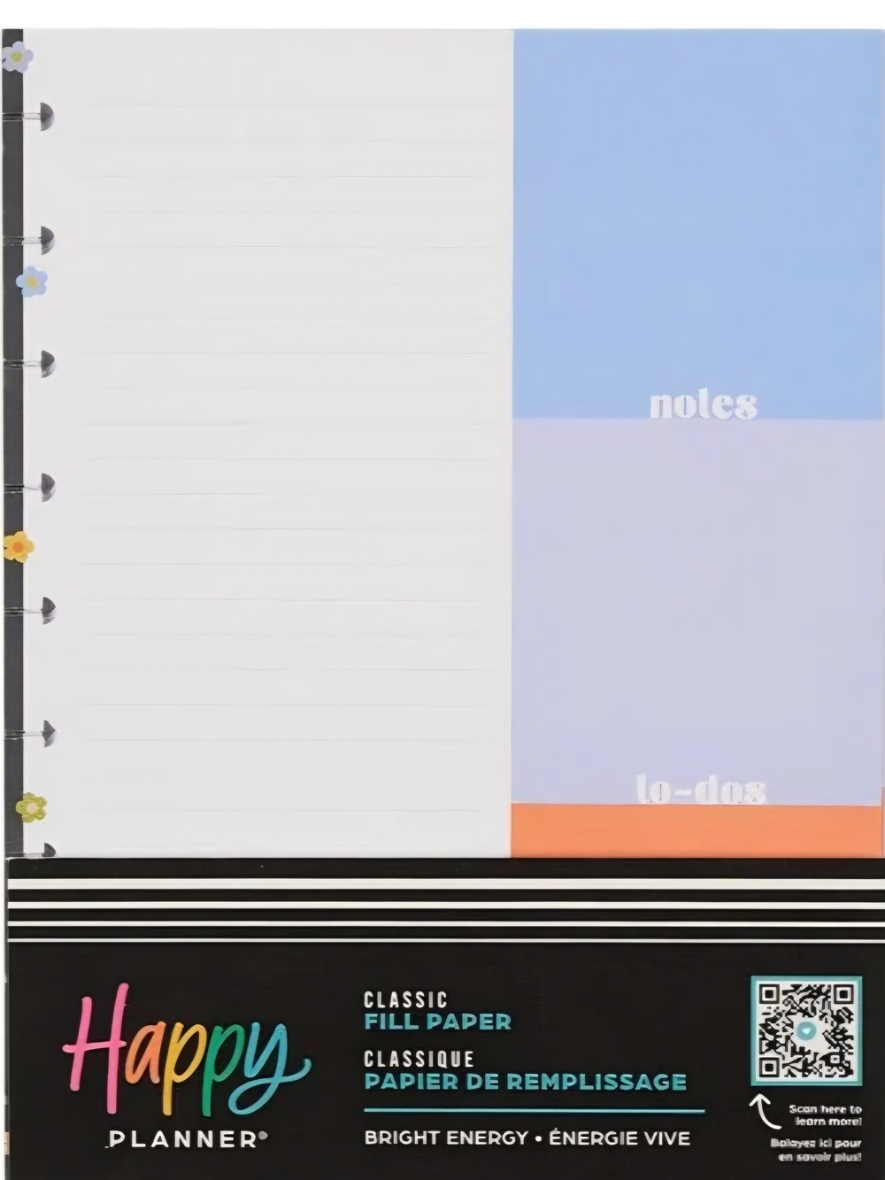 Happy Planner Bright Energy Dotted Line Classic Filler Paper - 40 Sheets- NWT!